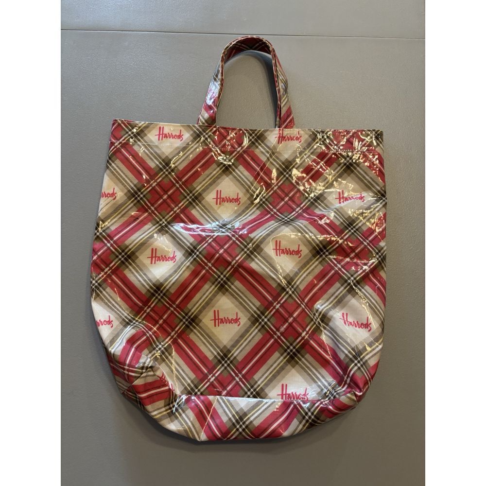 Harrods Tote Bag Pink‎ Plaid Vintage  **Read** - Picture 7 of 7